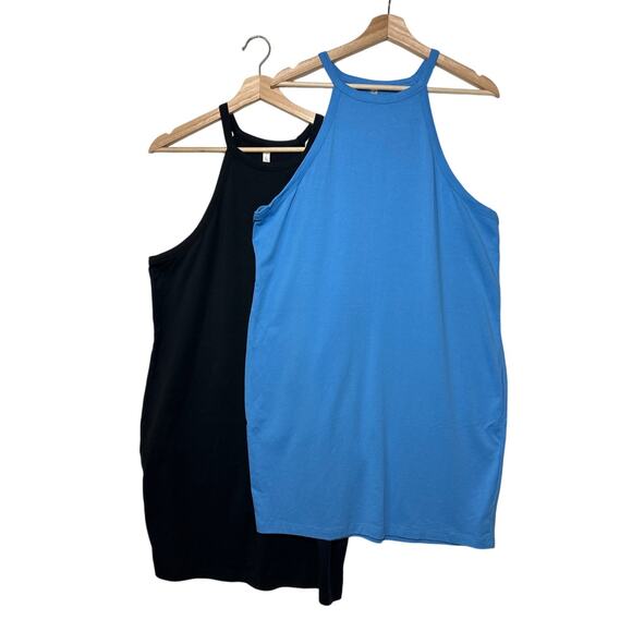 Fabletics Live-In High Neck Tank Dress Lot of 2 Sleeveless Midi Sz 2X Activewear - Picture 1 of 9
